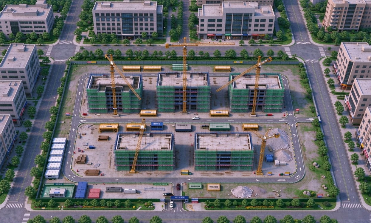 AI一键渲染的3D施工效果图